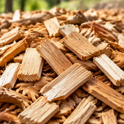 Pile of wood chips for biomass, pulp and panel production