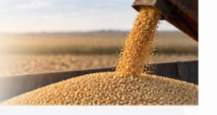 Soybeans pouring into a truck